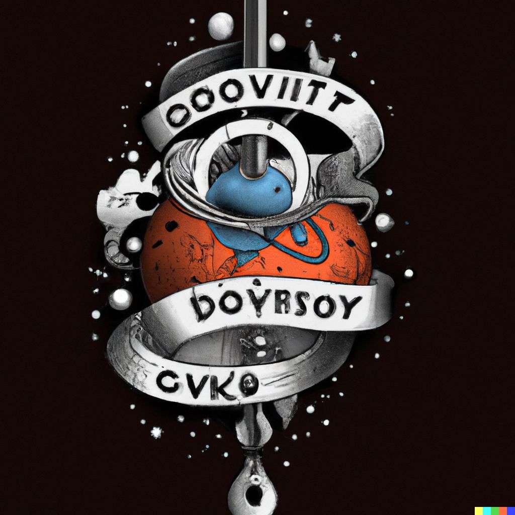 the discovery of gravity, detailed color retro tattoo design